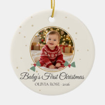 Baby's First Christmas Holly and Stars Photo