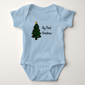Babys First Christmas Jersey Baby Bodysuit