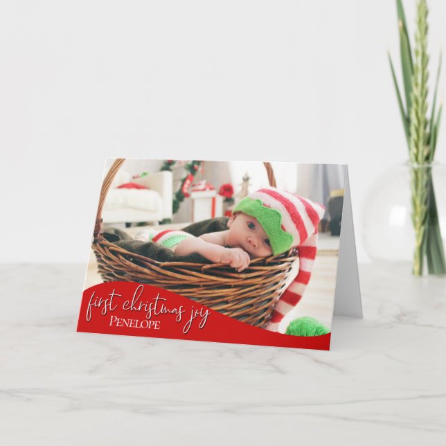 Baby's First Christmas Joy - YOUR BABY'S PHOTO Card (Front)