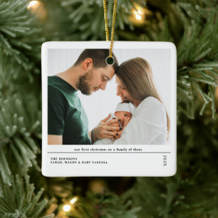 Babys First Christmas Joyful Birth Announcement Ceramic Ornament