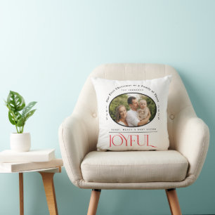 Babys First Christmas Joyful Birth Announcement Cushion