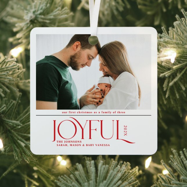 Babys First Christmas Joyful Birth Announcement Metal Tree Decoration (Insitu)
