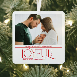 Babys First Christmas Joyful Birth Announcement Metal Tree Decoration