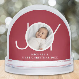 Baby's First Christmas Keepsake Photo Red Snowglobe