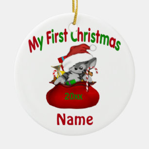 Babys First Christmas Kitty Personalised Ceramic Tree Decoration