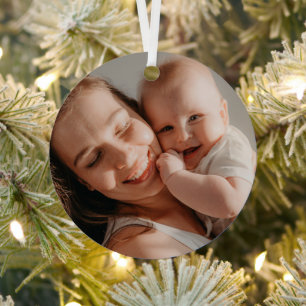 Baby's First Christmas Minimal Photo Metal Tree Decoration