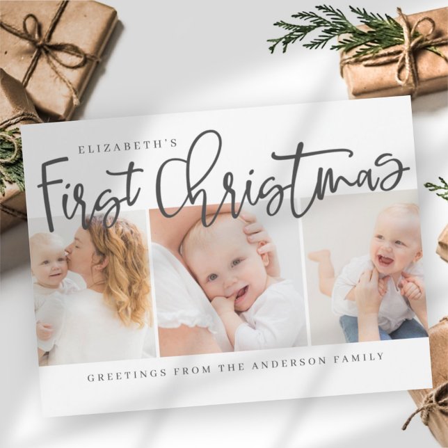 Baby's First Christmas Modern Simple Chic Photo (Creator Uploaded)