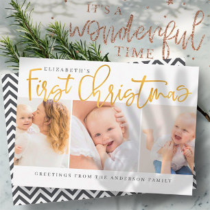 Baby's First Christmas Modern Simple Chic Photo Holiday Card