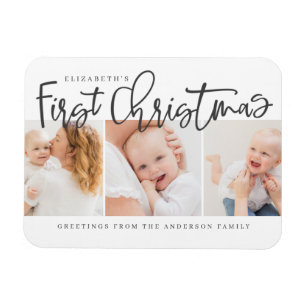 Baby's First Christmas Modern Simple Chic Photo Magnet