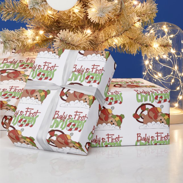 Baby's First Christmas Monkey wrapping paper (Holidays)