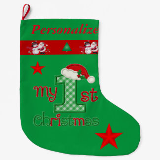 Baby's First Christmas - name customised - Large Christmas Stocking