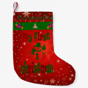 Baby's First Christmas - name customised - Small Christmas Stocking