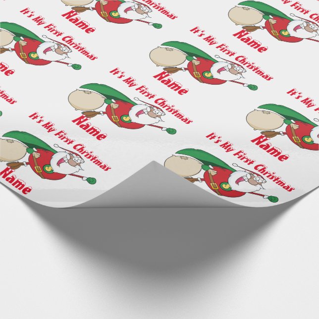 Babys First Christmas named Giftwrap SuperSanta Wrapping Paper (Corner)