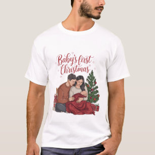Babys First Christmas New Baby Holiday Couples  T-Shirt