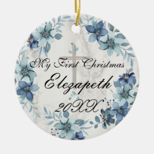 Baby's First Christmas Newborn Photo Ceramic Ornament