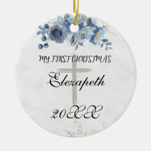 Baby's First Christmas Newborn Photo Ceramic Ornament