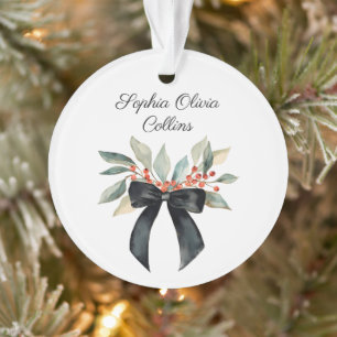 Baby's First Christmas Newborn Watercolor Script Ornament