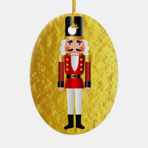 Baby's First Christmas Nutcracker Gold Personalize Ceramic Ornament