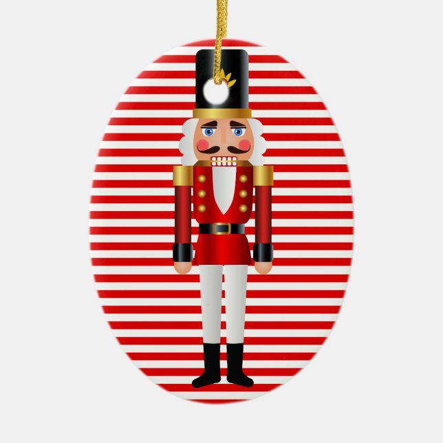 Baby's First Christmas Nutcracker Personalise Ceramic Ornament (Front)