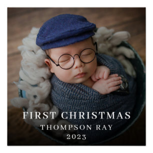 Baby's First Christmas one Photo Newborn Cute Poster