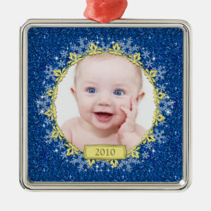 Baby's First Christmas Ornament Blue Snowflakes