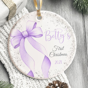 Baby's First Christmas Ornament Bow Coquette