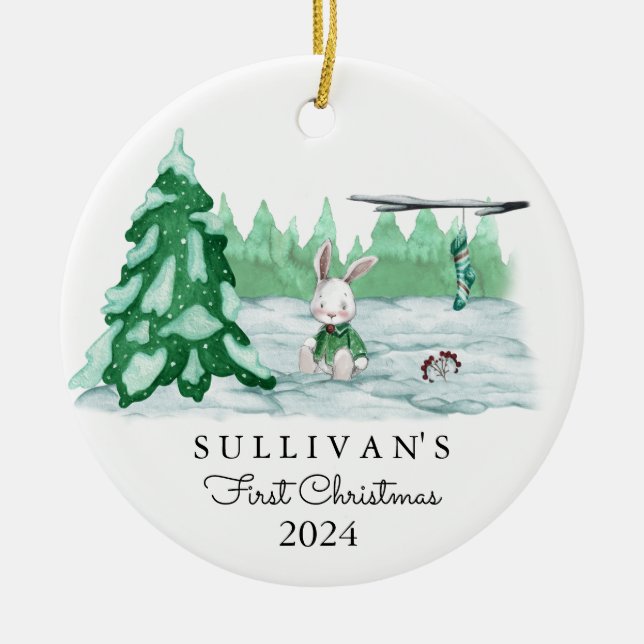 Baby's First Christmas Ornament | Custom Name Date (Front)