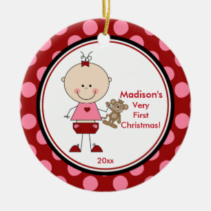 Baby's First Christmas Ornament Stick Figure Girl