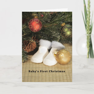 Baby's First Christmas, Ornaments, Booties Holiday Card