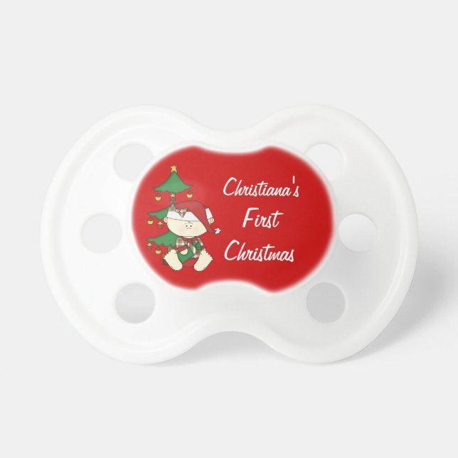 Baby's First Christmas/ Personalise Baby Name Dummy (Front)