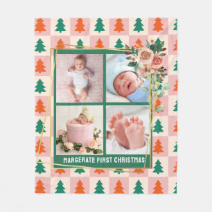 Baby's First Christmas Personalised 4 Photo Fleece Blanket