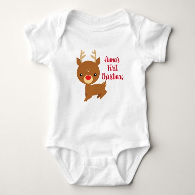 Baby's First Christmas Personalised Baby Bodysuit (Front)