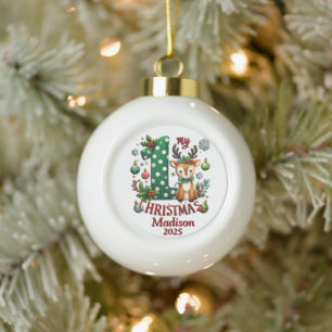 Baby's First Christmas Personalised Ceramic Ball Christmas Ornament
