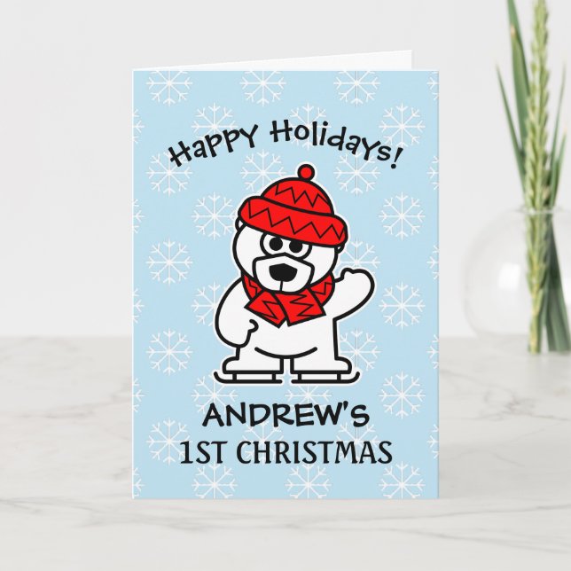 Baby's first Christmas personalised cute Holiday Card (Front)
