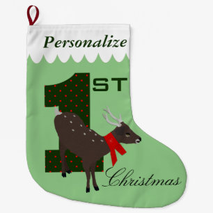 Baby's First Christmas Personalised Deer Stocking