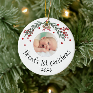 Baby's First Christmas Personalised Photo Ceramic Ornament