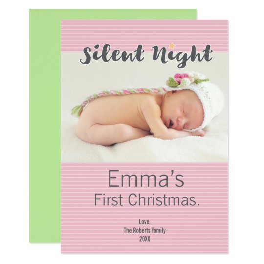 Baby's First Christmas Personalised Photo, purple Card