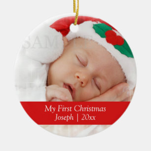 Baby's First Christmas Personalised Photo Template Ceramic Tree Decoration