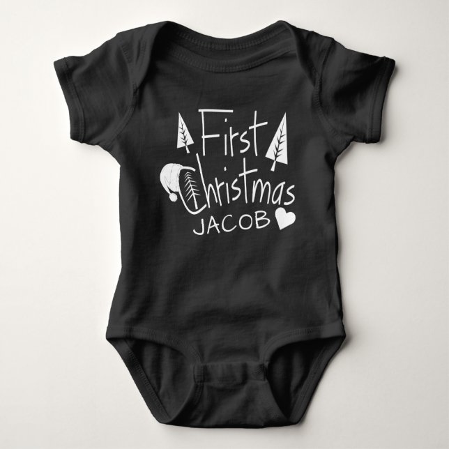 Baby's First Christmas Personalized Baby Bodysuit (Front)
