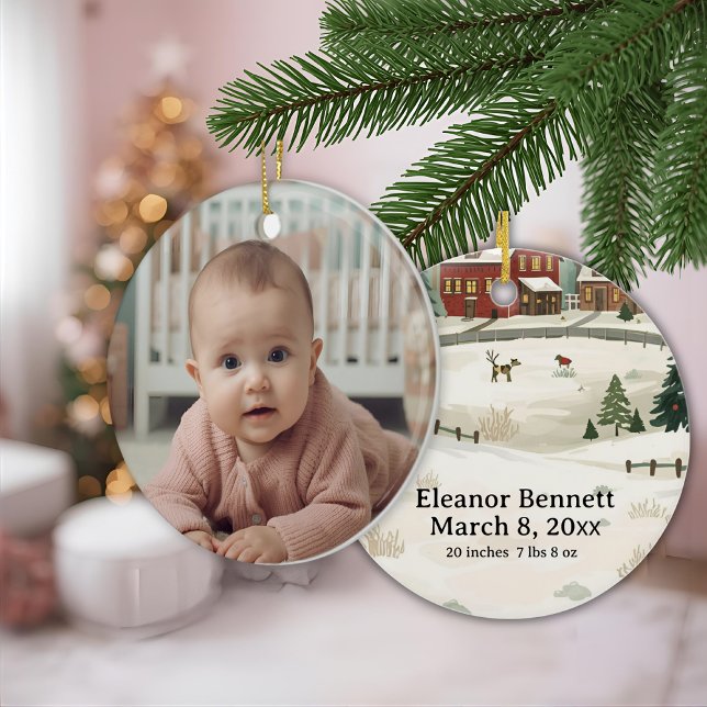 Baby's First Christmas Personalized with Photo Ceramic Ornament (Creator Uploaded)