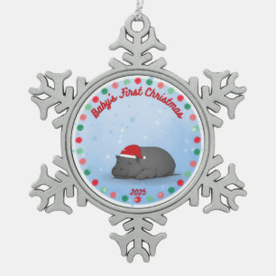 Baby's First Christmas - Pewter Hippo Ornament