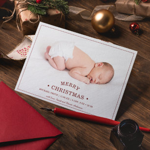Baby's First Christmas Photo Birth Announcement