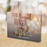Baby's First Christmas Photo Block<br><div class="desc">This charming First Christmas photo block features your baby's photo and name and any other message on the front. CHANGE the info,  the fonts,  font color using the Customize further link.</div>