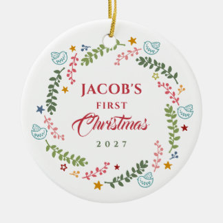 Baby's First Christmas Photo Ceramic Ornament