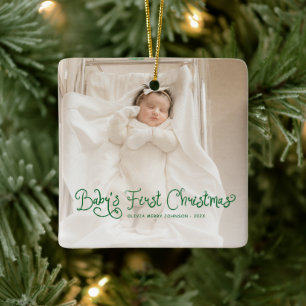 Babys First Christmas  Photo  Ceramic Ornament
