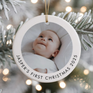 Baby's First Christmas Photo Ceramic Ornament