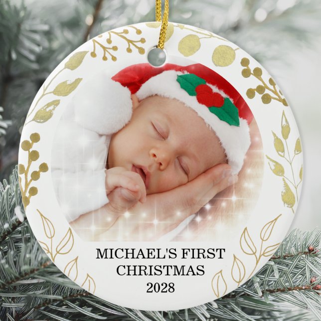 Baby's First Christmas Photo  Ceramic Ornament (Creator Uploaded)