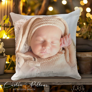 Baby's First Christmas Photo Cushion