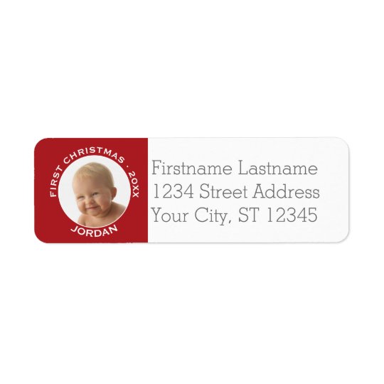 Baby's First Christmas Photo Custom Name and Year Return Address Label