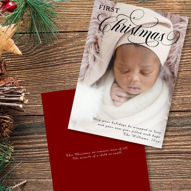 Baby's First Christmas Photo Flat Holiday Card (Creator Uploaded)